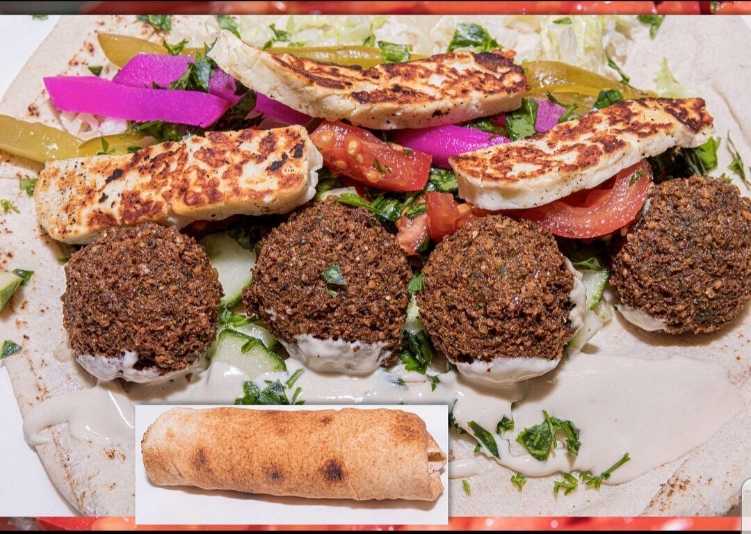 Falafel with grilled Halloumi Wrap